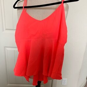 Orange Peplum Camisole Sleeveless Top